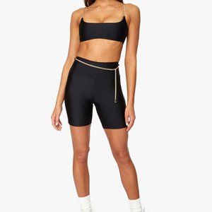 WeWoreWhat Chain High Ride Metallic Biker Shorts